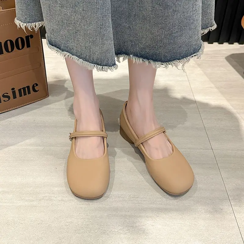 2024 Spring and Summer New Vintage Mary Jane Versatile Low-Cut Comfortable Soft Bottom Bean Shoes
