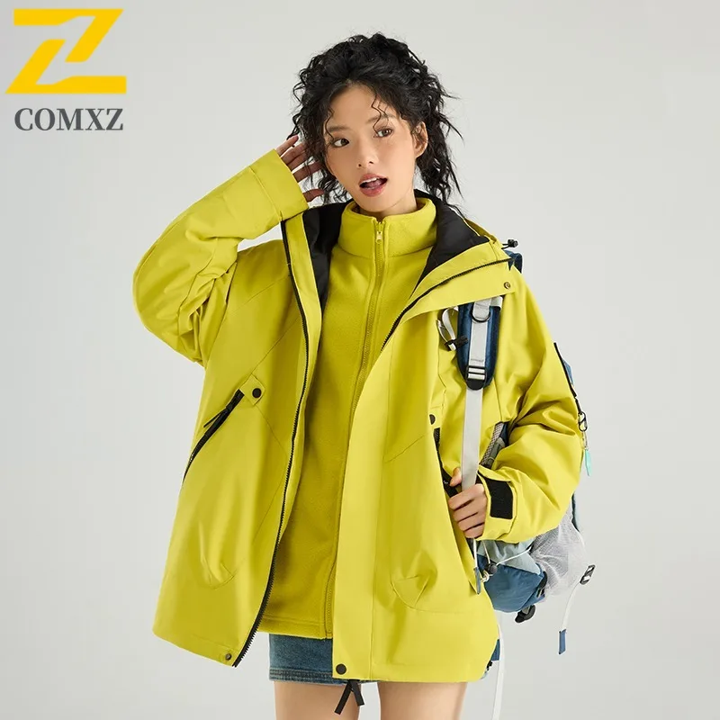 COMXZ Men's Chaqueta Windproof Loose Detachable Hood Gym Jogger Windbreaker Jacket Climbing High Quality Comfortable Outerwear