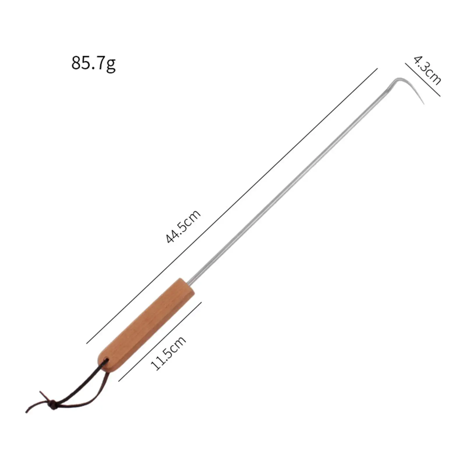 BBQ Steak Grill Hook Wooden Handle Grill Accessories Meat Turner Hook Meat for Meats Sausages Steak Vegetables Turning
