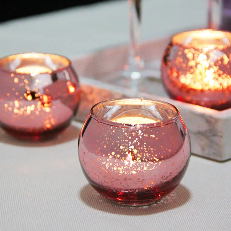 YuryFvna 6/12 Pcs Mercury Glass Candle Holders Votive Tealight Candlestick Wedding Centerpieces Parties Home Decoration Gift