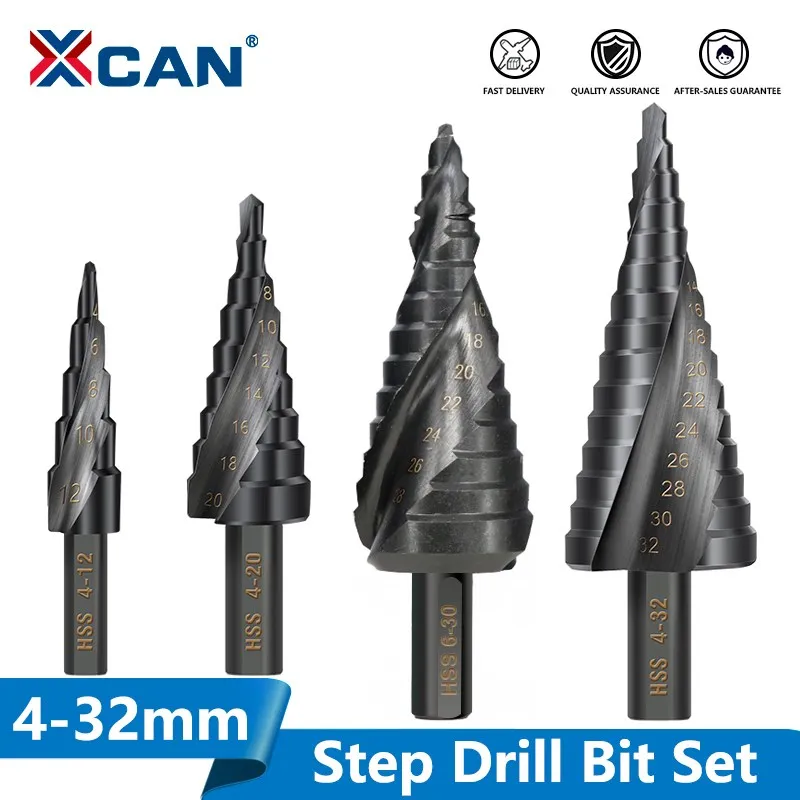 XCAN Schritt Bohrer Metall Bohrer 4-12/20/32mm 6-30mm HSS Kobalt schritt Cone Drill Bit Holz/Metall Loch Cutter Bohren Werkzeug