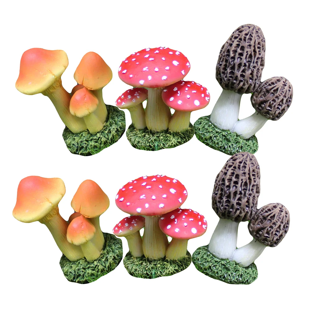 

6Pcs Miniature Mushroom Figurines Mini Mushrooms Statues Resin Mushroom Figurines