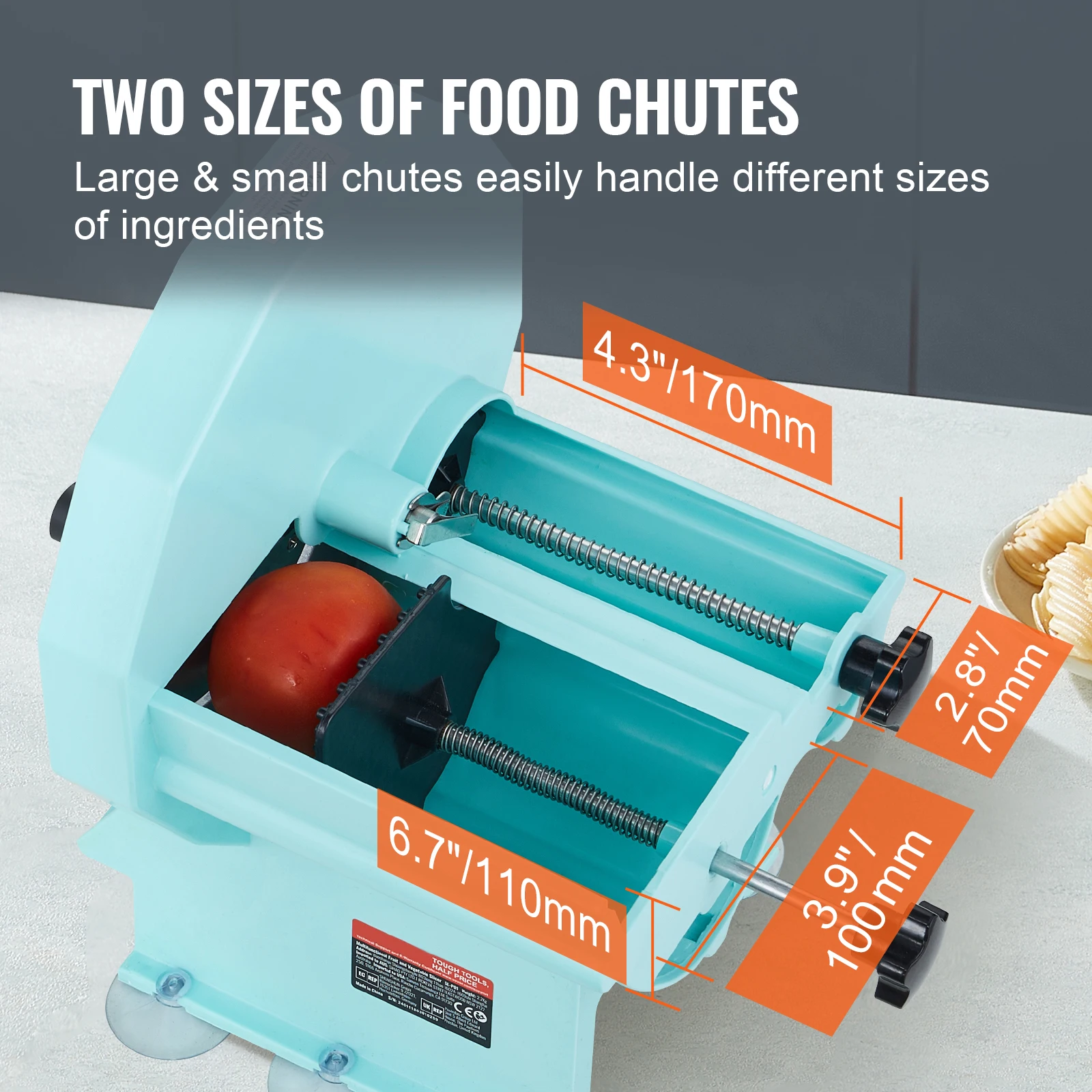 SucceBuy Manual Vegetable Fruit Slicer 0-0.5"/0-12mm Adjustable Commercial Slicer Machine Stainless Steel Blade Food Cutter 6