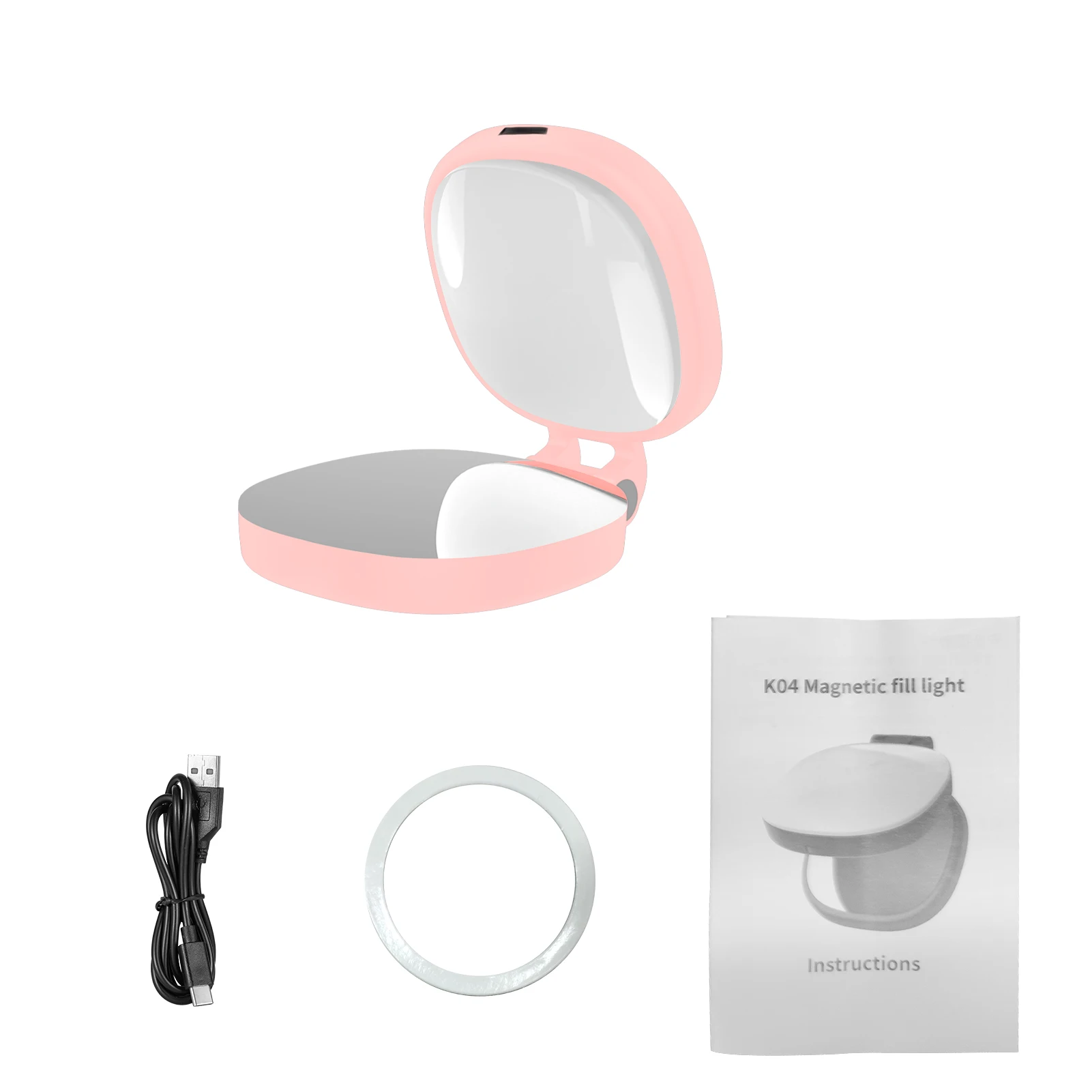 Portable Magnetic Selfie Light with Makeup Mirror and LED Fill Light