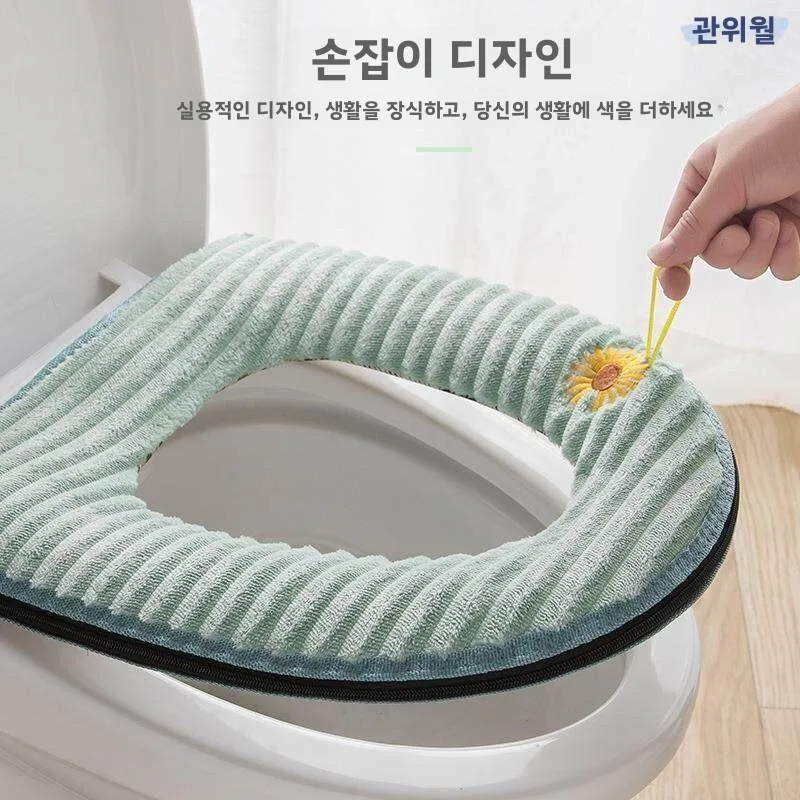 두꺼운 플러시 변기 시트 쿠션 2025년 신상 겨울용 따뜻한 휴대용 지퍼 디자인 변기 뚜껑 커버 변기 시트 커버