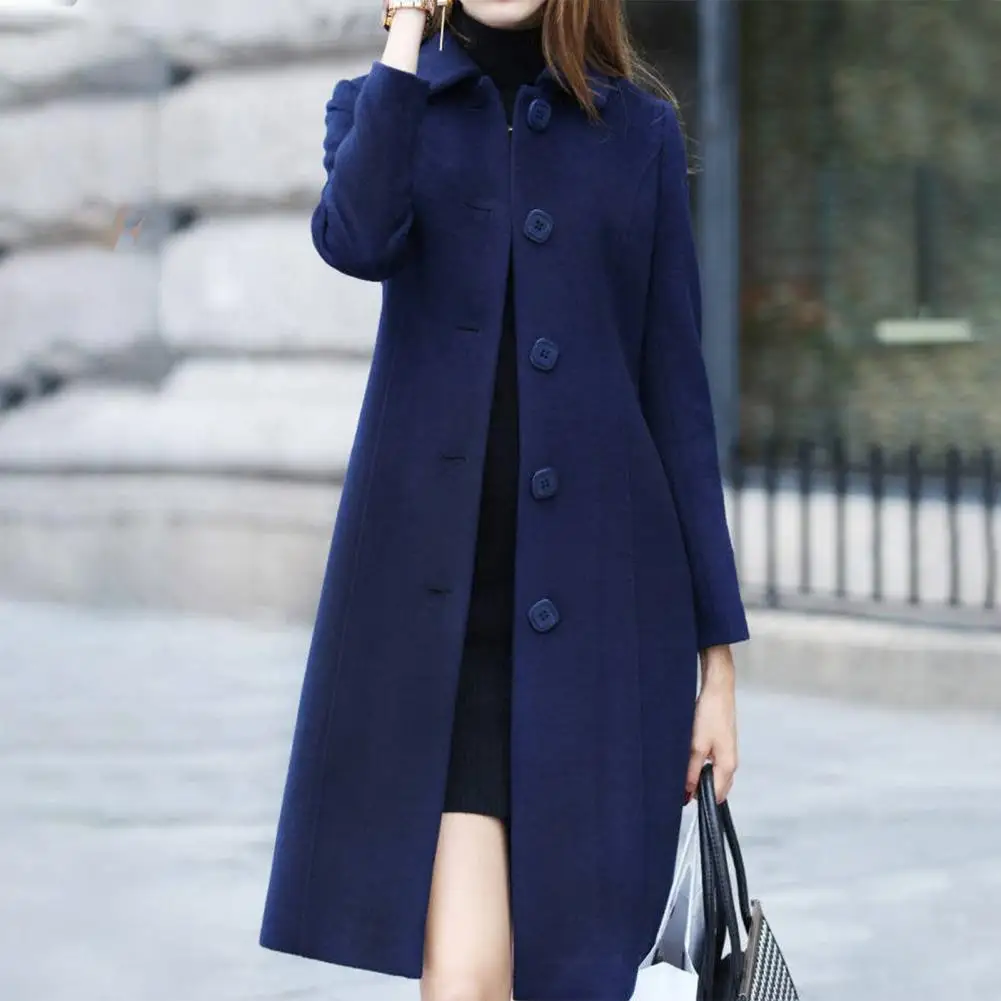 

Trendy Winter Jacket Cardigan Winter Coat Solid Color Western Style Lapel Women Coat Soft