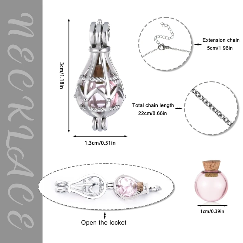 Hollow Urn Necklace Cremation Necklace for Pet Dog Ashes Memorial Gifts Women Girls