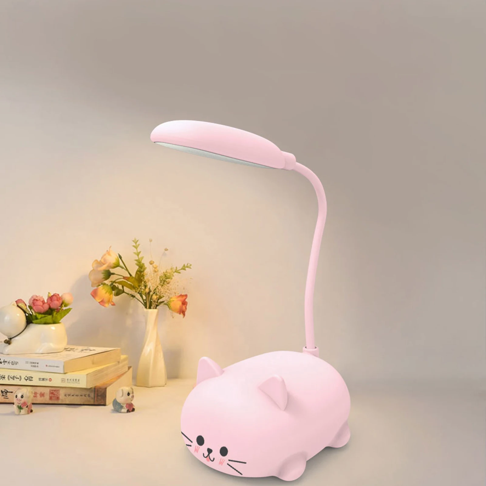 USB LED Table Light Foldable Cute Cat Eye Protection Lamp Rechargeable 400mAh Adjustable Gooseneck Kids Gifts for Bedroom Office 2