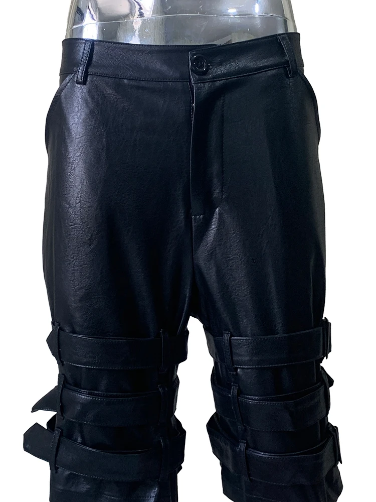 AIEOE Heren leren shorts losse kunstleer cargo korte broek rave hot