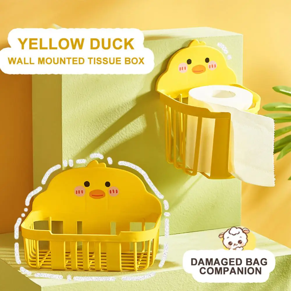 Wall Mounted Tissue Bins Little Yellow Duck Tissue Box Toilet Draw Paper Organizer Home Bedroom Bathroom Napkin Holder Container