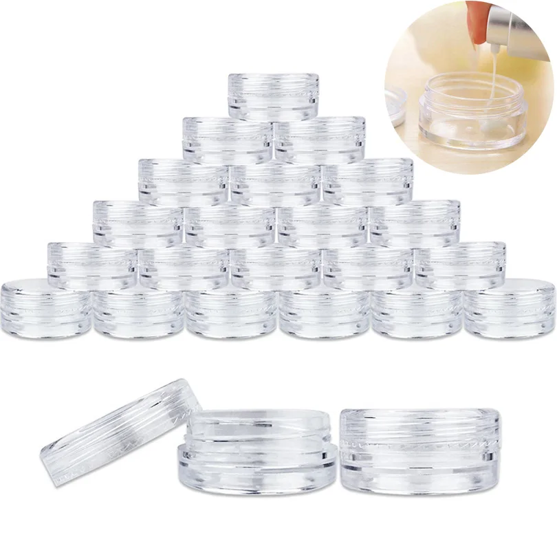 Empty Plastic Cosmetic Makeup Jar Pots Transparent Sample Lip Balm Container Bottles Eyeshadow Face Cream storage jar 10-100pcs 3g