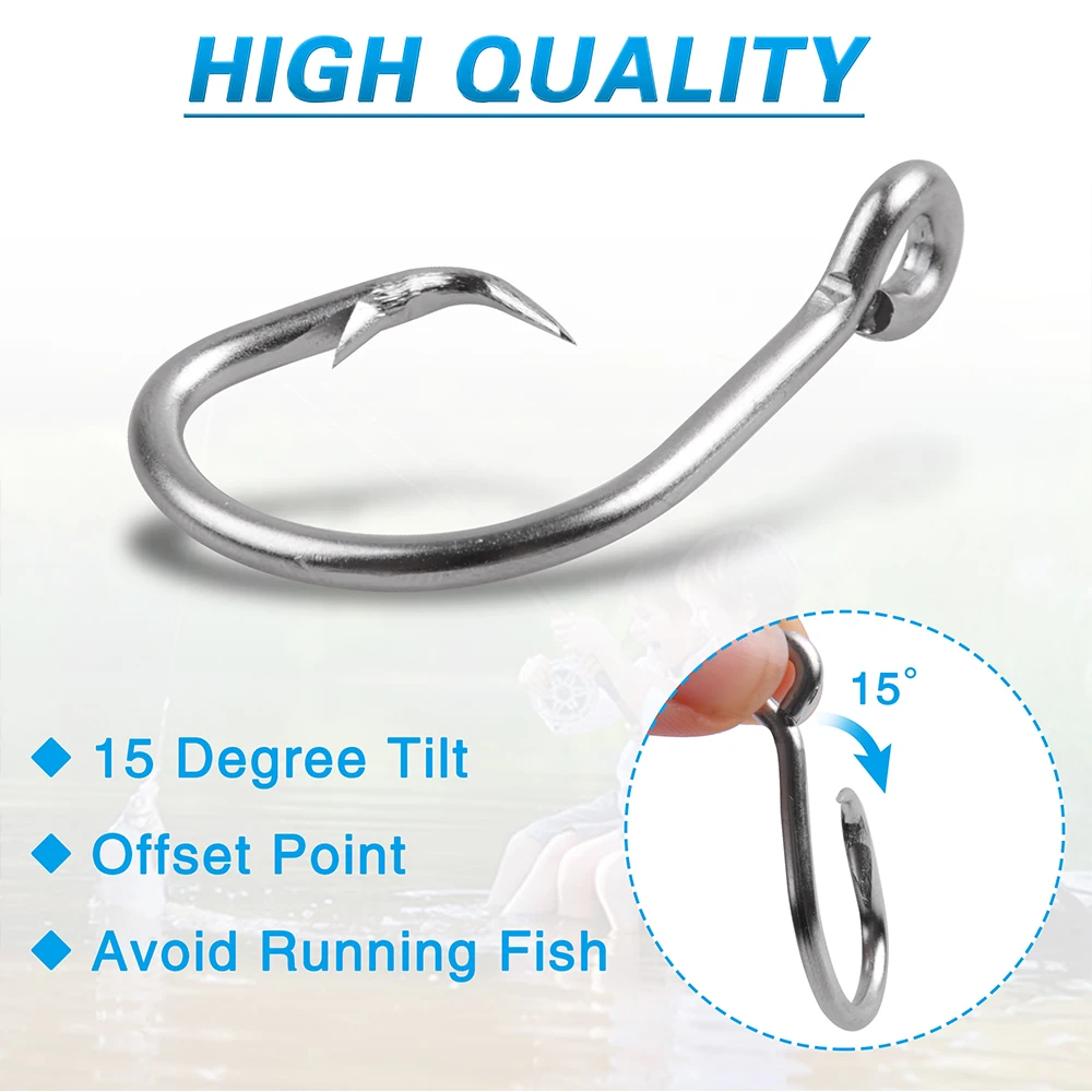 10Pcs Tuna Circle Fishing Hooks 39960 Stainless Steel Big Game Bait Hooks  For Saltwater Fishing 16/0 18/0 20/0 24/0 28/0