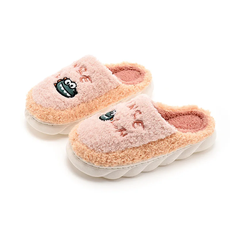 2022 New Soft Sole Slippers Couples Indoor Floor Flat Shoes Autumn Winter Warm Home Cotton Warm Plush Bedroom Slides Platform