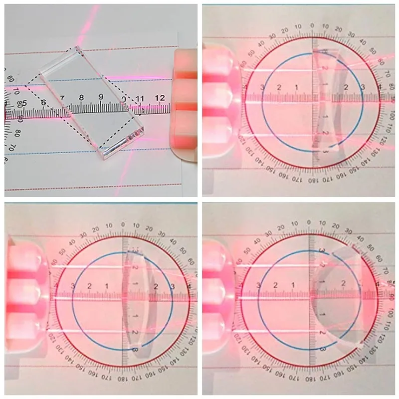 5 Pcs Physical Optical Experiment Set Acrylic Lens and Prism All Faces Fully Polished for Lab Supplies Physics Teaching