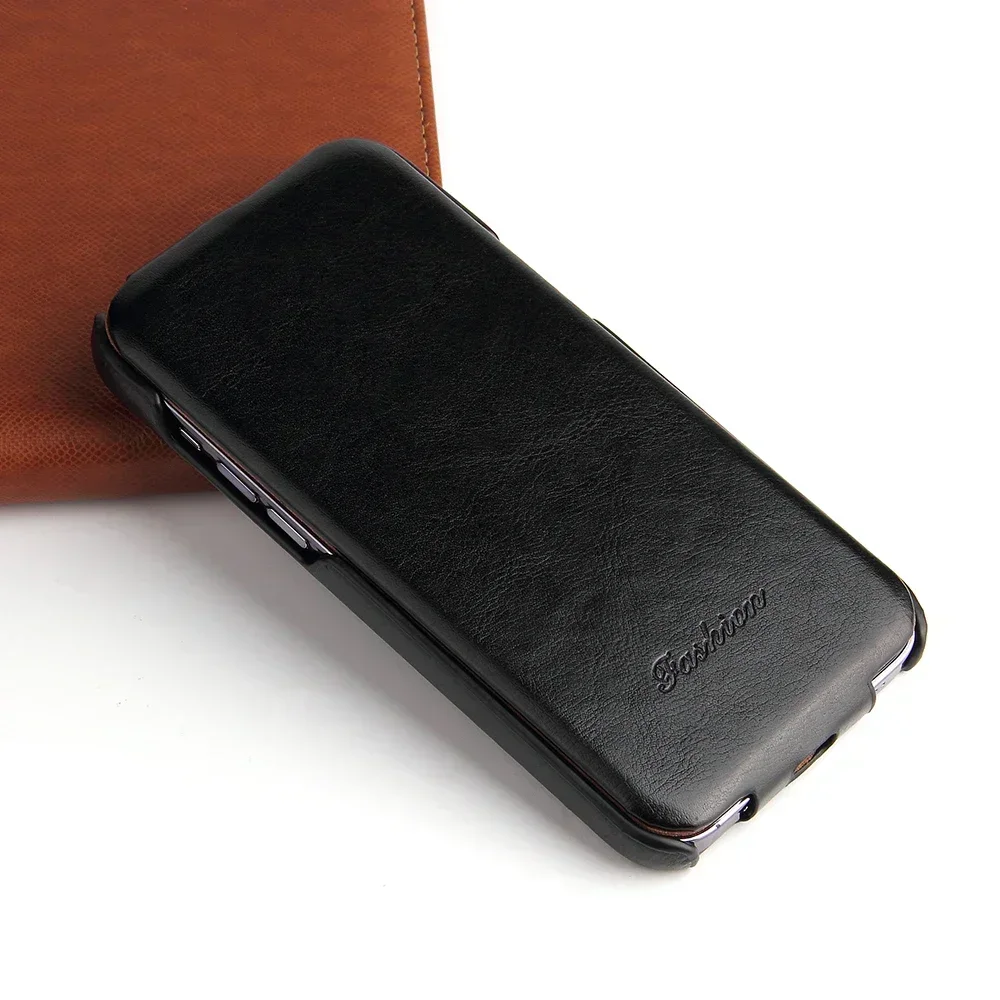 Premium Vertical Flip Genuine Leather Case - Hard Back Cover