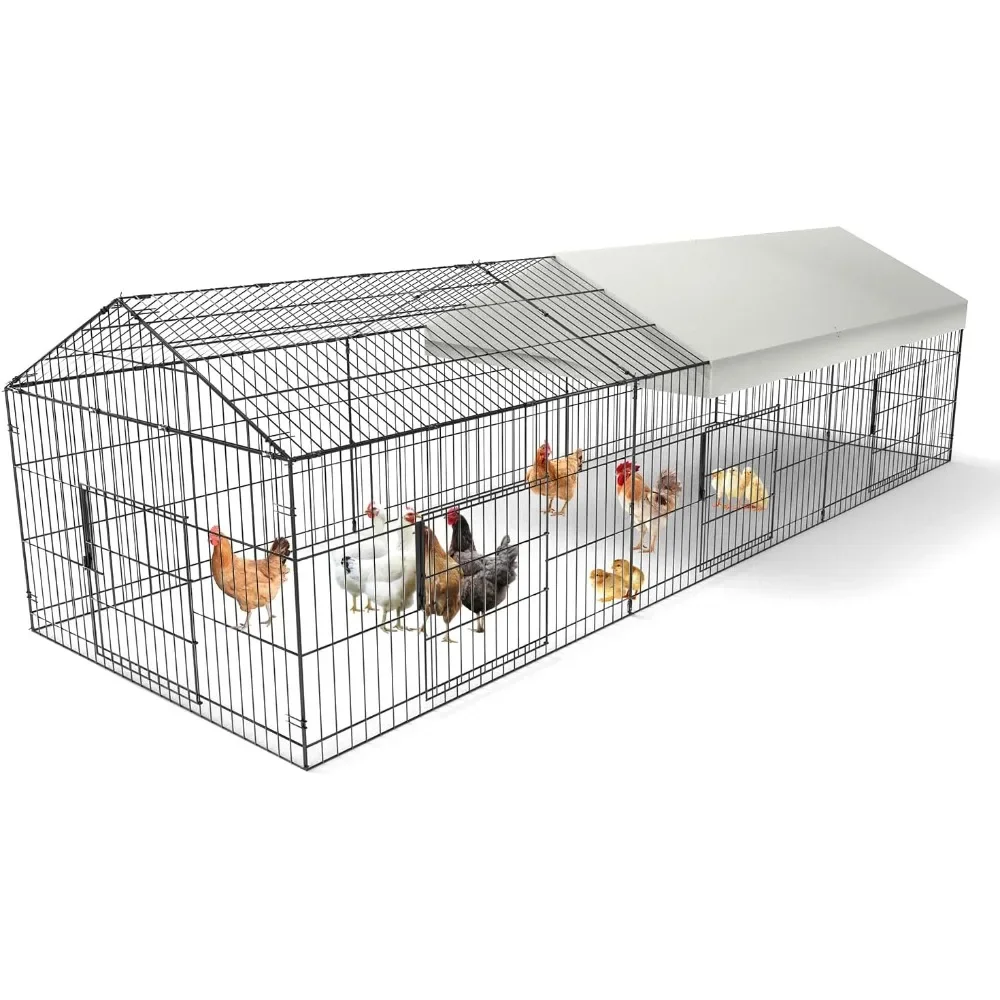 

130”/86”L Chicken Coop with Waterproof Cover Outside Portable Cage Enclosure Chicken Tractor for Small Animal Hen Duck Rabbit