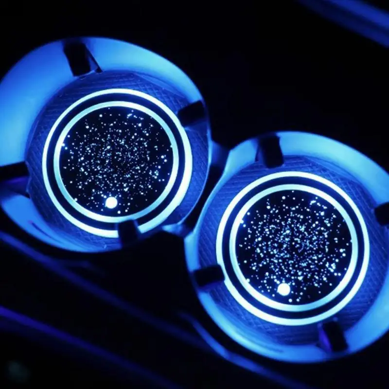 1PC 7 Colors Car LED Luminous Water Cup Pad Auto Cup Bottle Holder Coaster Anti-slip Pad Mats Interior Atmosphere Light Decor