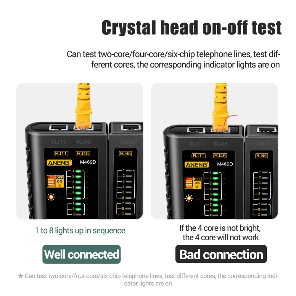 M469D RJ45 Cable lan tester Network Cable Tester RJ45 RJ11 RJ12 CAT5 UTP LAN Tester Networking Repair Tool