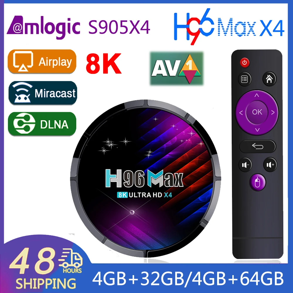 

Smart Android Tv Box H96 Max X4 Amlogic S905X4 Android 11 2.4G 5G Wifi BT4.0 Media Player TV Set Top Box