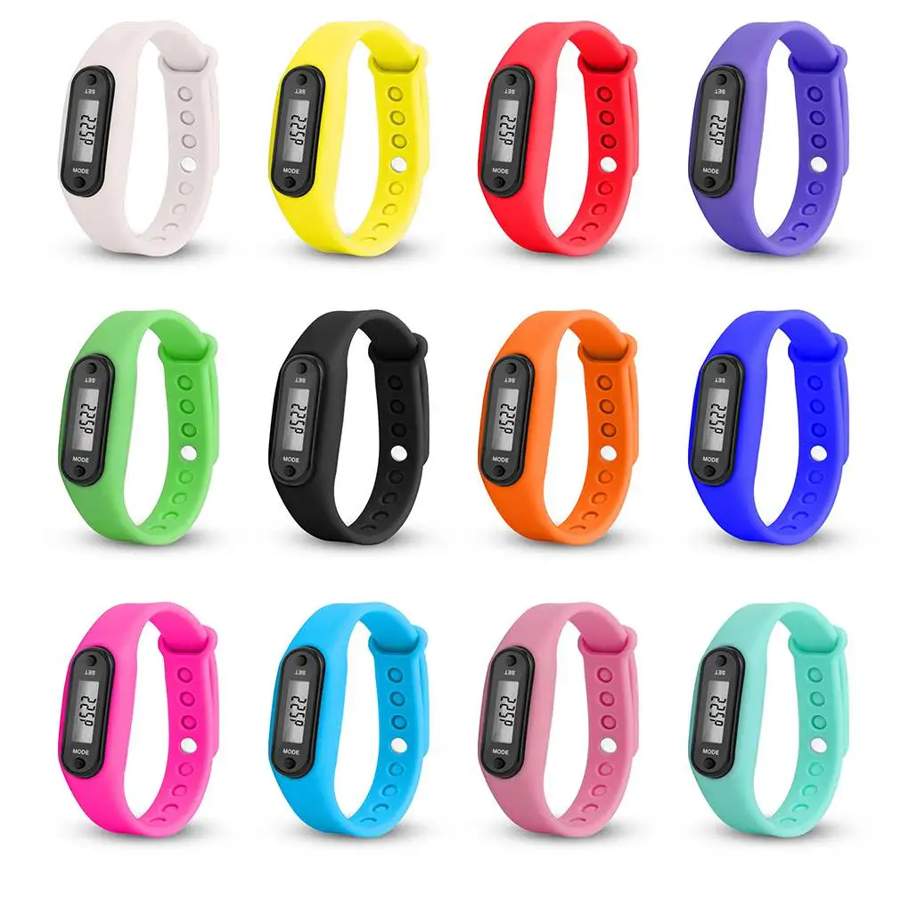 Digital LED Walking Distance Pedometer Calorie Counter Sport Fitness Wrist Silicone Watch Bracelet