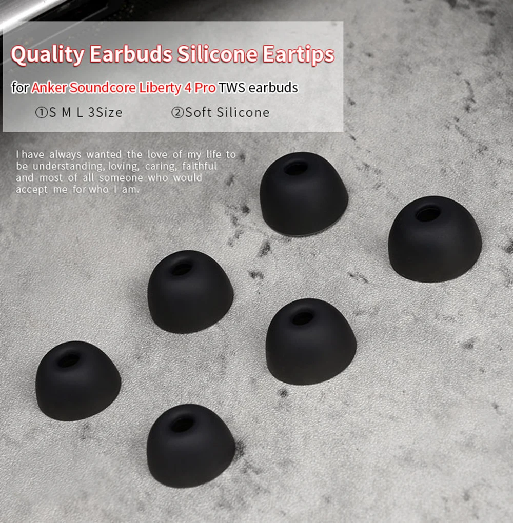 6Pcs Silicone Ear Tips for Anker Soundcore Liberty 4 Pro True Wireless Earbuds Eartips Liberty4 Pro TWS Tips Headphones Earplugs