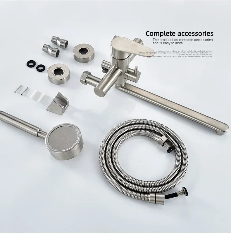 Toilet Bathtub Water Faucet Tap Cold and Hot Extended Shower Faucet Set Wall Mounted Mixed Valve with Shower Head Sprayer 6