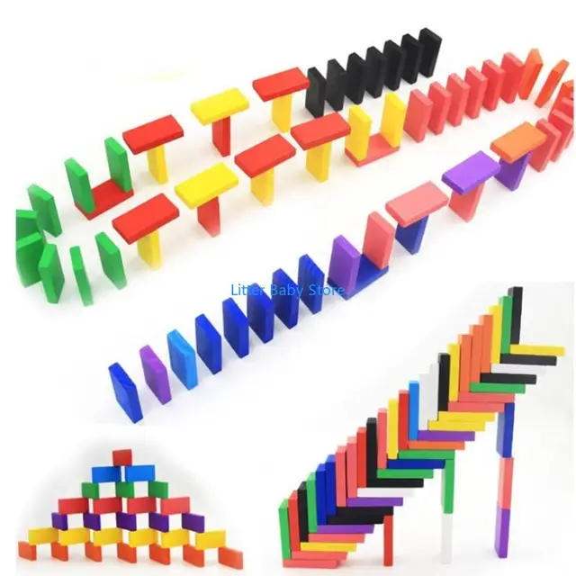 N80C Wooden Dominos Blocks Set Kids Game Educational for Play Toy Racing Toy G 2