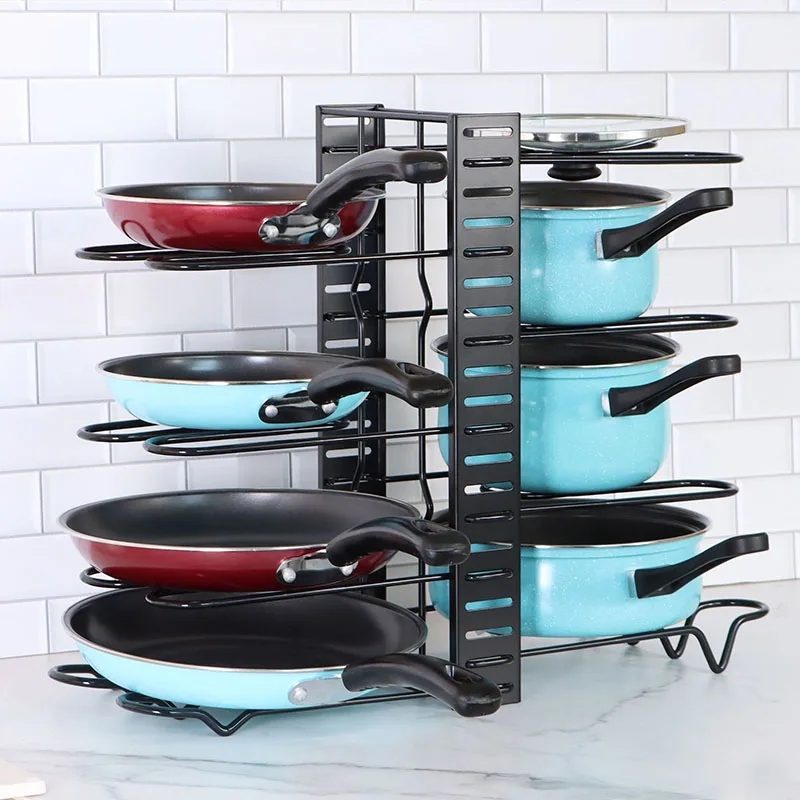 1pc Iron Pot Rack, Minimalist Black Pot Storage Rack For Kitchen