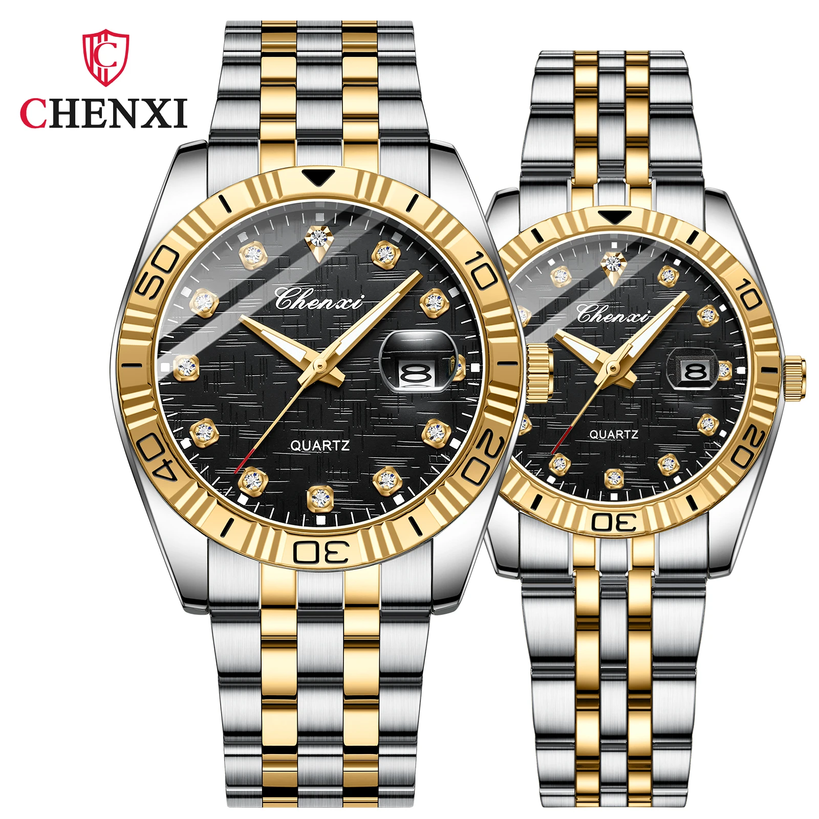 CHENXI 8201B Relogio Feminino Diamond Couple Men Quartz watch for Lovers Luxury Stainless Steel Waterproof Womens wristwatches