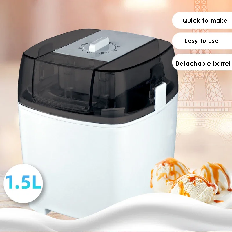 מכונת גלידה חשמלית 1.5 ליטר 220V מיני מכונת יוגורט אוטומטית ביתית מכונת מילקשייק ביתית DIY מטבח