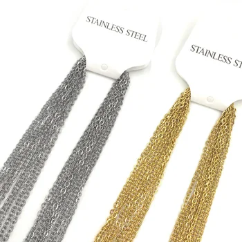 여성용 스테인레스 스틸 체인, 롤로 링크 쿠바 긴 목걸이, DIY 쥬얼리, 도매, 2mm, 1mm, 로트당 10 개
