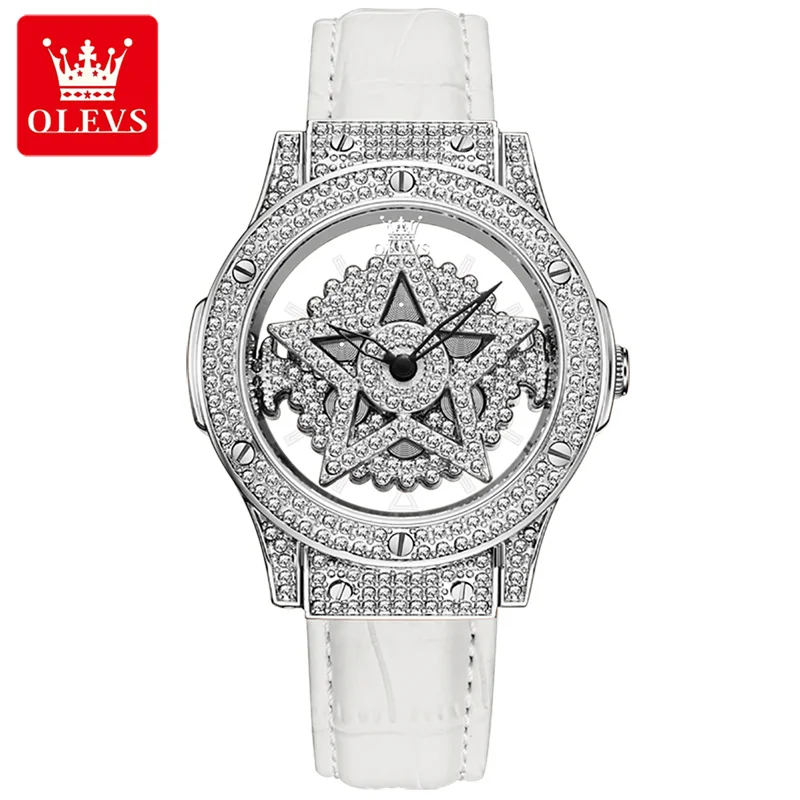 Reloj Mujer OLEVS Rotating Dial Women's Fashion Watches Waterproof Silver Crystal Quartz Watch Women Dress Clock Relogio
