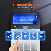 Commercial Ice Maker Machine 200LBS/24H, 710W Stainless Steel Ice Machine with 55LBS Storage Capacity, 90 Ice Cubes Ready 2