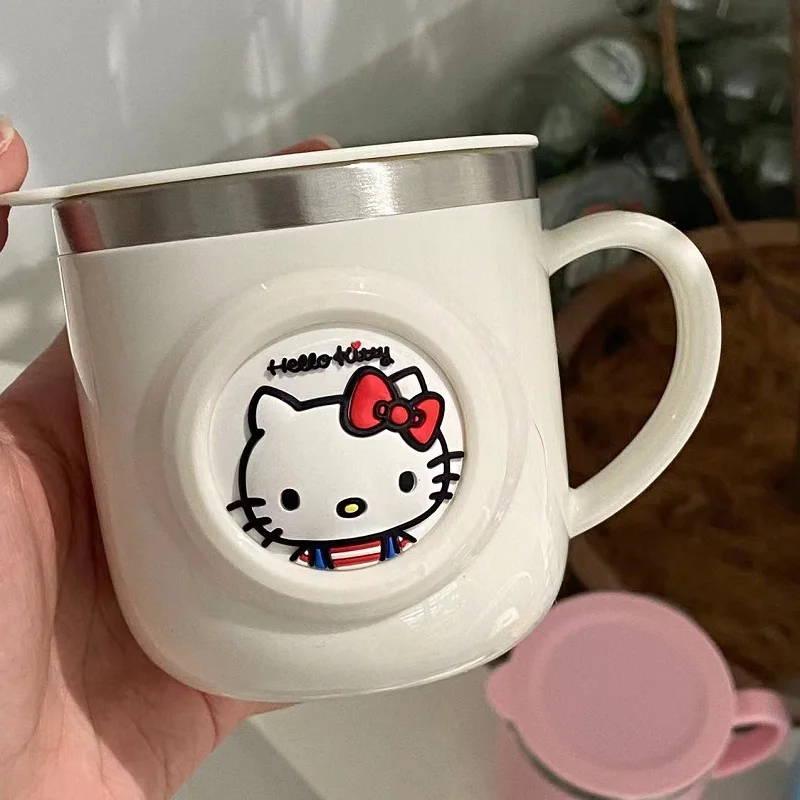 

Cartoon Kawaii Hello Kitty Mug Creative Glass Coffee Tea Mug Drinks Dessert Breakfast Milk Cup Glass Mugs Handle Drinkware
