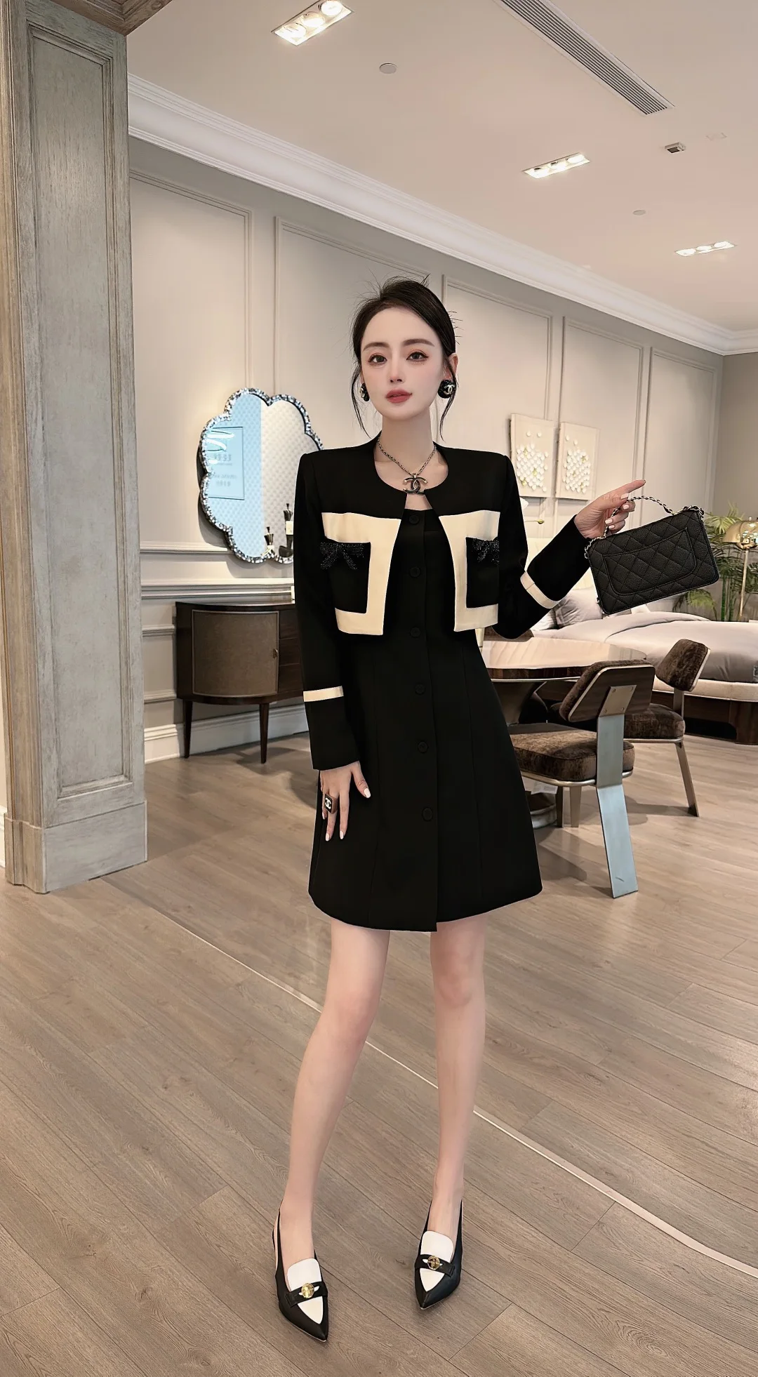 

2023 Spring/Summer Fashion New Women's Clothing Contrasting-Color Dress Suit 0822