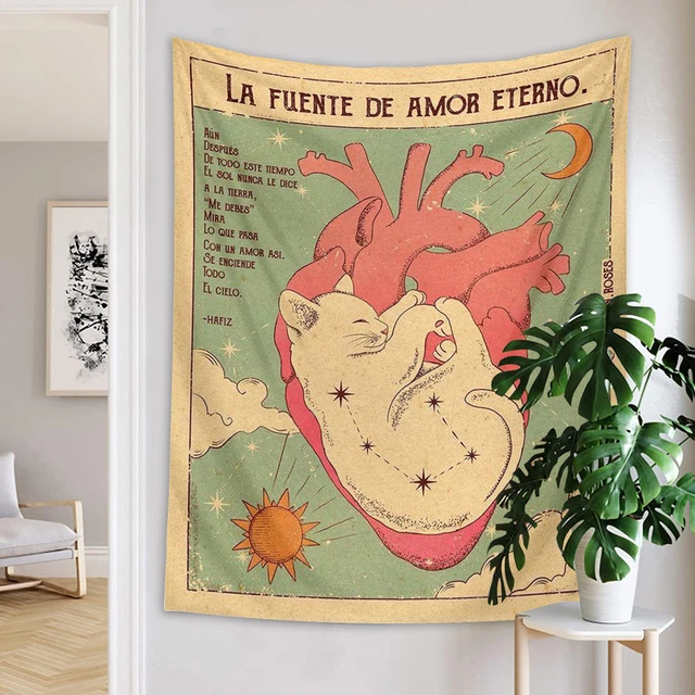 95X73Cm Tarot Macska Kudtáros Boszorkányság Nap Hold Örök Szívfal Lógó Boho Dekoráció Otthoni Hippi Matrac Lányok Kollégiumi - Image 5