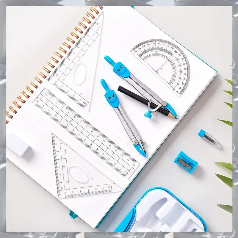 L98A-Geometry Set 10 Pcs Math Supplies Kit,Including Compass,Protractor,Ruler,Eraser,Pencil Ect,For Drawing And Measurement