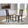CHS-BLK-C Café Counter Height Kitchen Chairs - Linen Fabric Upholstered Solid Wood Chairs, Set of 2, 1
