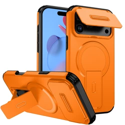 Enhanced Armor Case with Slide Camera Lens Protector and Wireless Charging Support - iPhone 12 Mini (Orange)