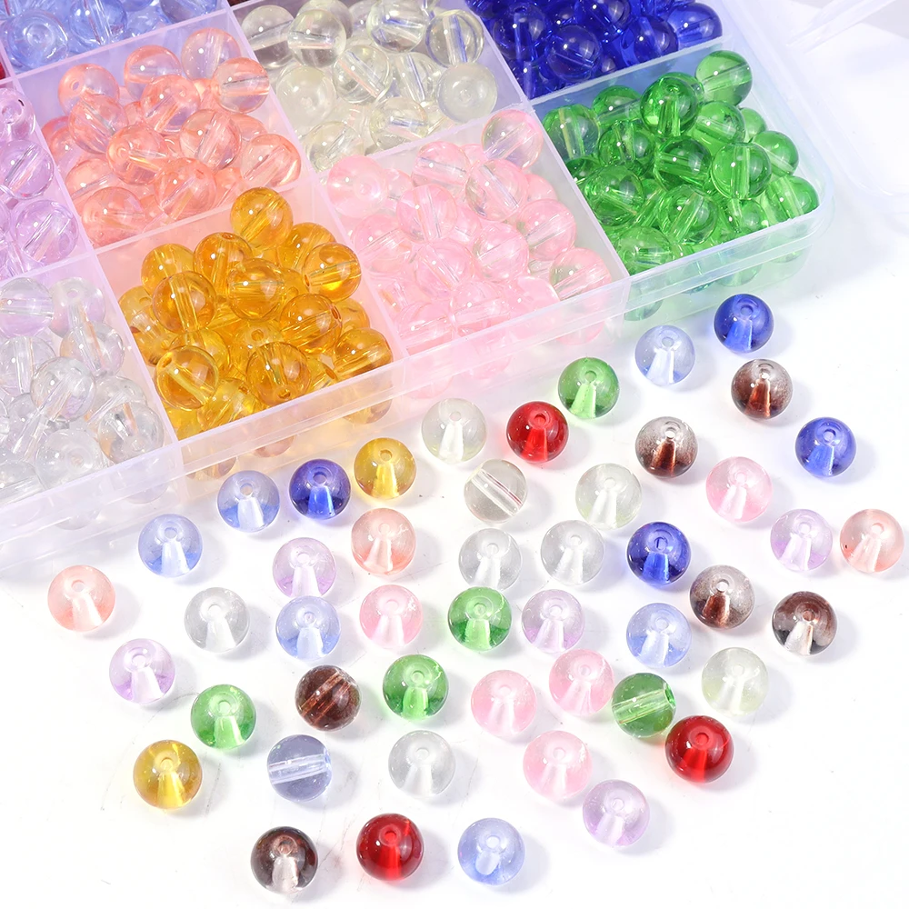 50개 8mm 투명 유리 구슬 컬러 루즈 스페이서 유리 구슬 장식 제작 DIY 공예 수제 비즈 액세서리
