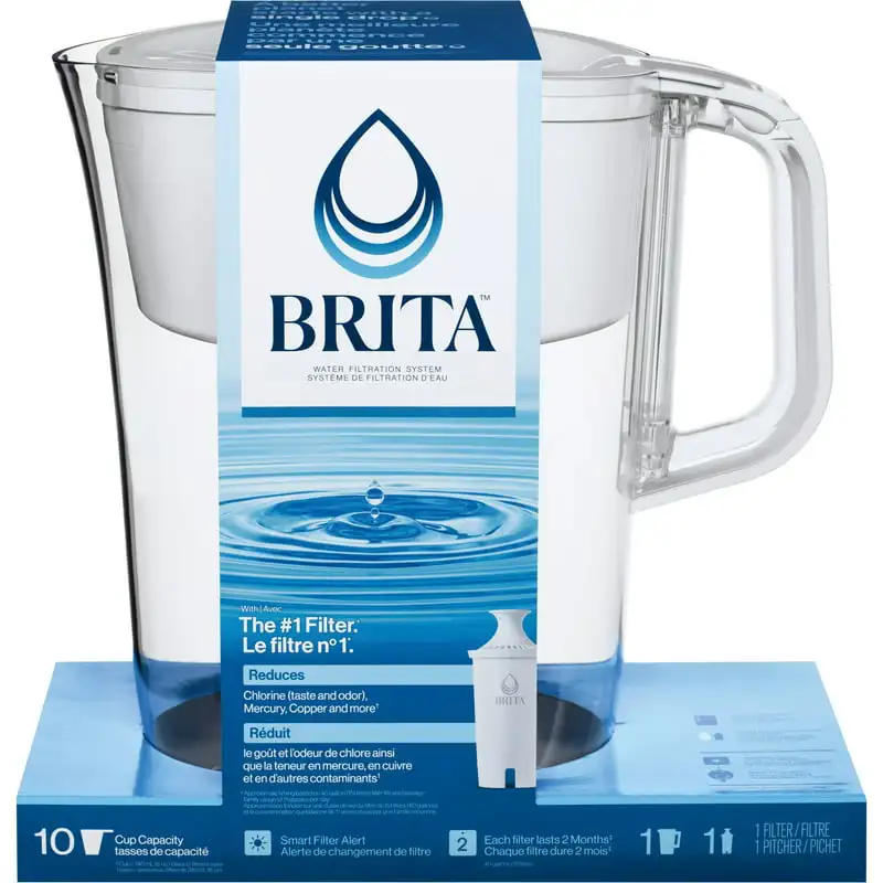 

10 Cup Water Filter Pitcher with 1 Filter, Made Without BPA, Tahoe, White