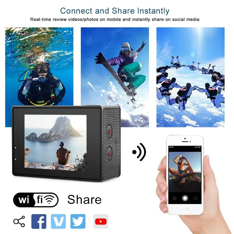 레가톤 4K 60fps 액션 카메라 S9R WiFi 2인치 LCD 30M 방수 170도 광각 리모컨 헬멧 자전거 비디오 카메라 아웃도어 스포츠캠