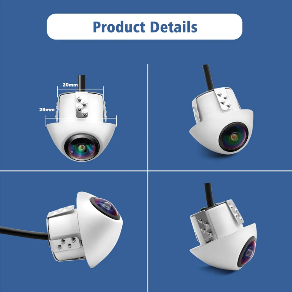 MotorMinds Telecamera di retromarcia per auto, universale, impermeabile, 18,5 mm, HD, 1080P, grandangolare da 170°, con visione notturna a 8 LED, per auto, SUV, camper, camion, furgoni, camper