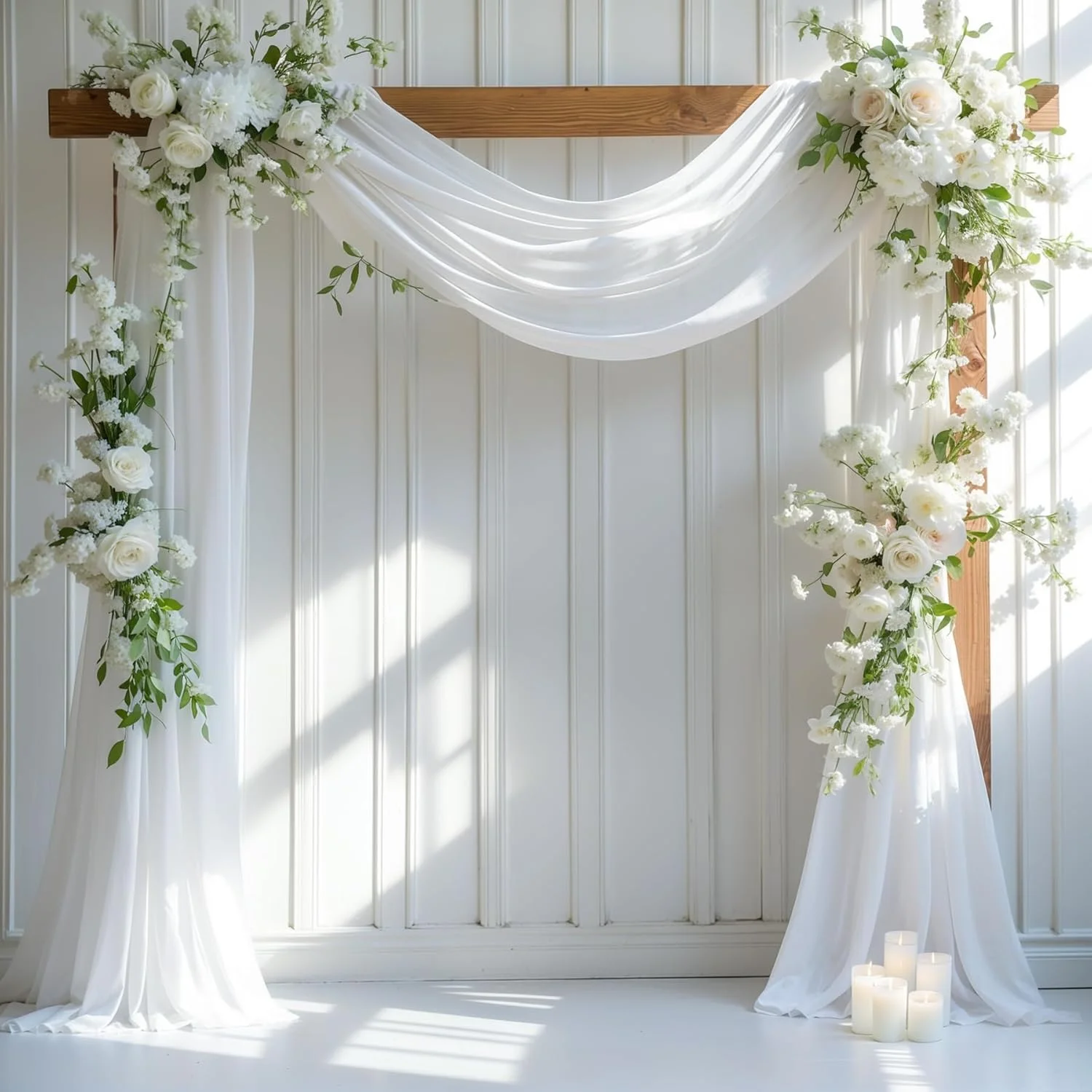 Wedding Arch Draping Fabric for Ceremony Reception Arch Decorations Chiffon Sheer Fabric Backdrop Curtains Party Bridal Shower