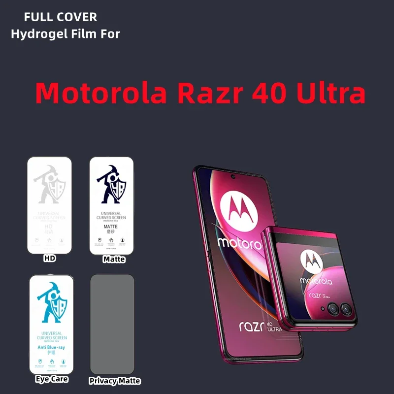 2Pcs Hd Hydrogel Film Per Motorola Razr 40 Ultra Matte Screen Protector Per Motorola Razr 40 Ultra Privacy Matte Full Cover