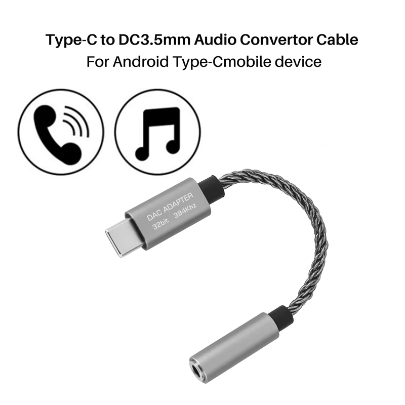 ALC5686 USB C타입-3.5Mm DAC 헤드셋 앰프, 16-32 Ohm 125DB PCM 32B/384Khz 디지털 디코더 오디오 어댑터