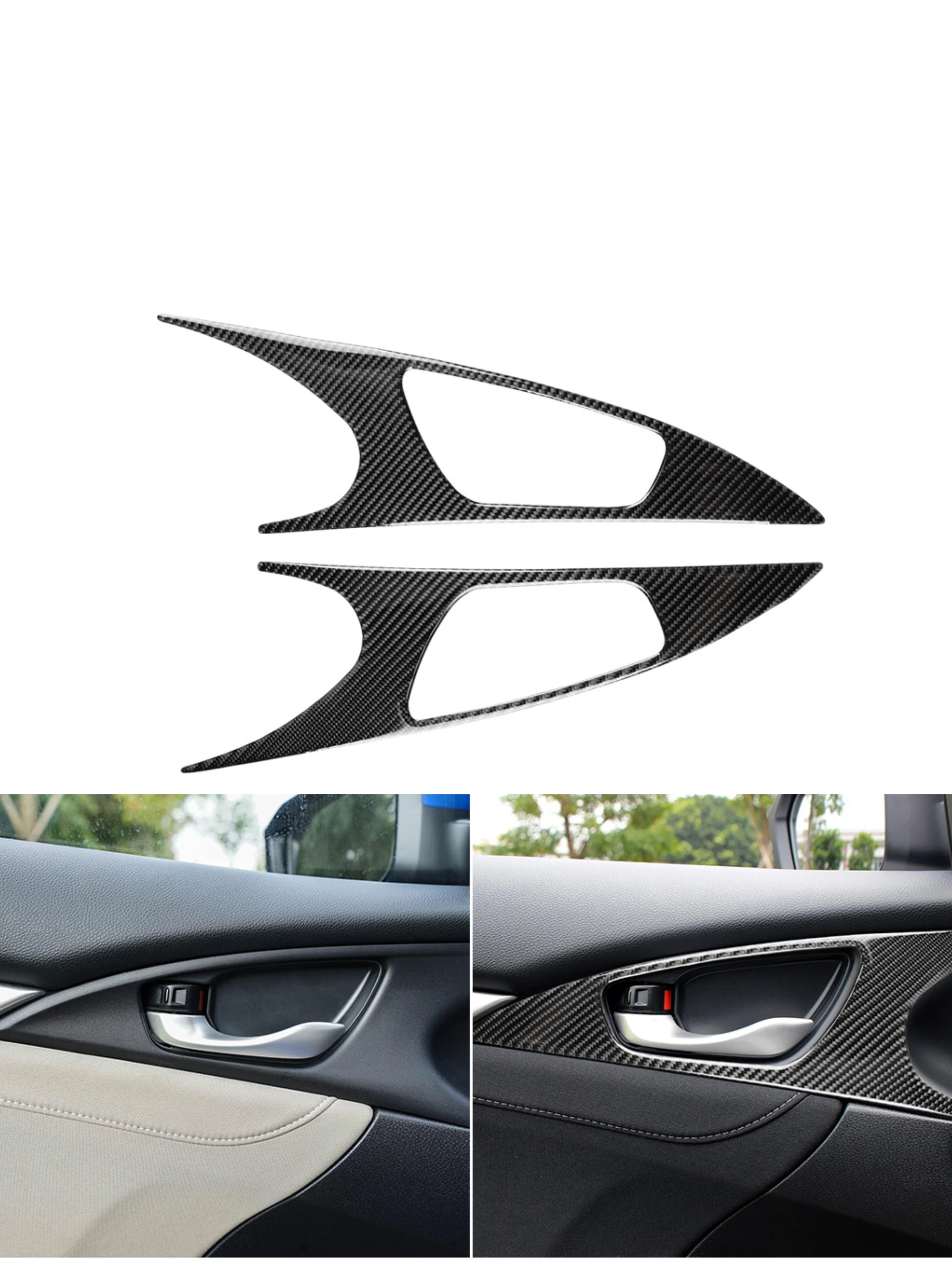 

For Honda Civic 10th Gen Civic 2016-2021 Sticker Car Door Handle Bowl Panel Trim Decal interior Accessories Carbon Fiber