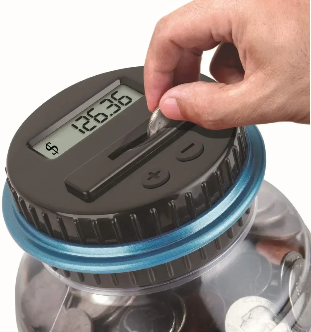 Digital LCD Counting Coin Money Saving Box Jar Large Capacity for USD EURO Money Electronic Counting Piggy Bank 6