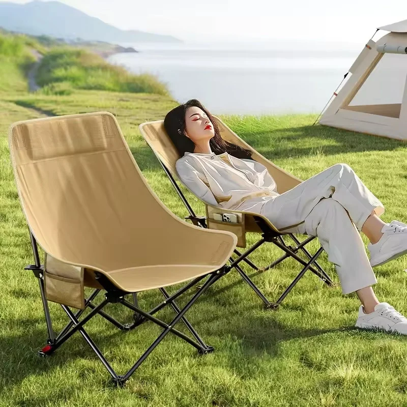 Ergonomic Adjustable Moon Chair High Back Steel Frame Oxford Fabric For Camping Hiking Travel Beach Yoga Outdoor Relaxation