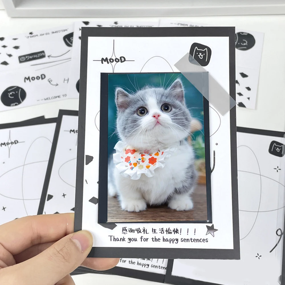 10pcs Letter Card Header Separate Packaging Bag Card Display Sealing Sticker Packaging Set Photo Protector Simple INS 4